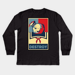 Stay Puft Destroy Ghostbusters Kids Long Sleeve T-Shirt